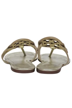 Tory Burch - Gold Metallic Logo Toe Thong Flip Flops Sz 6