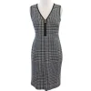 Tory Burch - Green & Cream Houndstooth Leather Trim Dress Sz 2