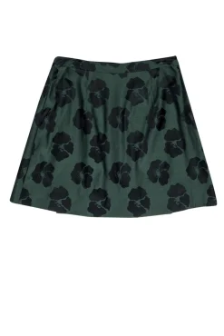 Tory Burch - Green Floral Silk & Cotton Skirt Sz 10