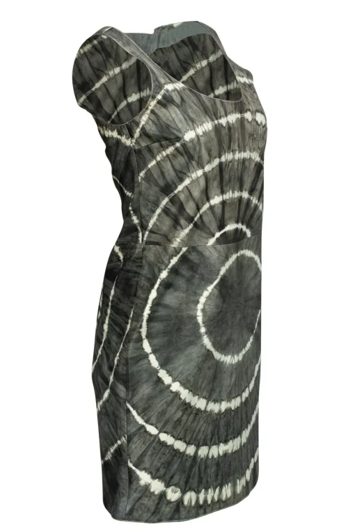 Tory Burch - Greystone Leather Shawna Tie-dye Night Out Dress Sz 2