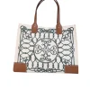 Tory Burch - Ivory & Green Rope Print Tote