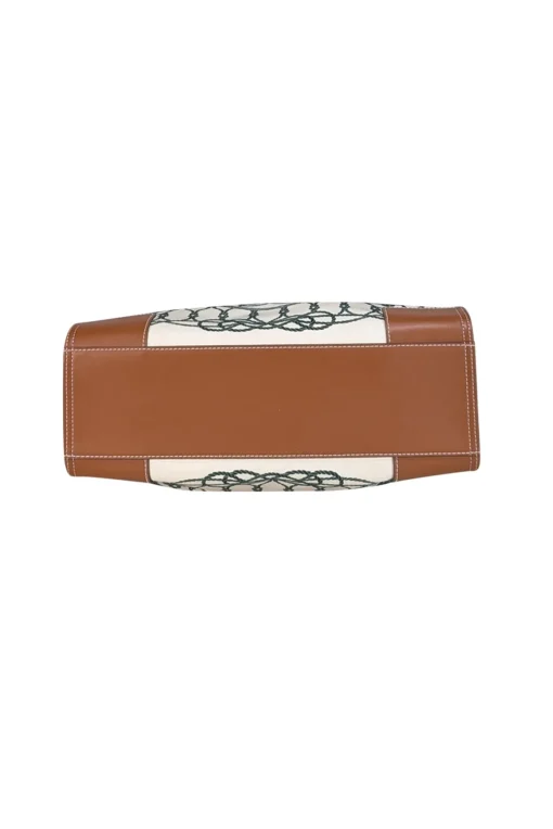 Tory Burch - Ivory & Green Rope Print Tote