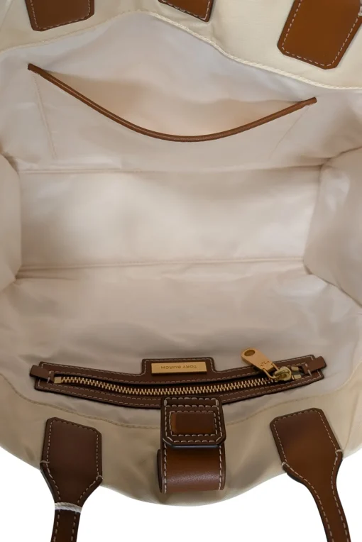Tory Burch - Ivory & Green Rope Print Tote