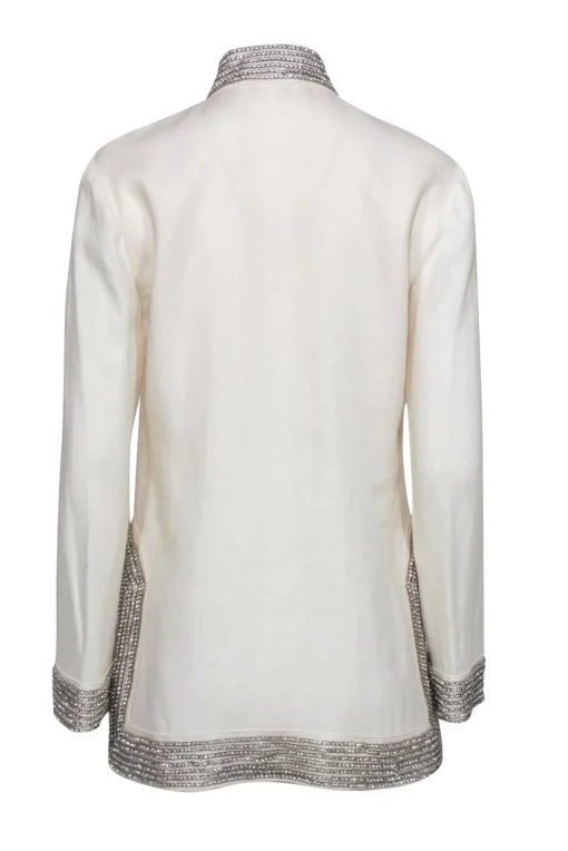 Tory Burch - Ivory Linen Tunic w/ Rhinestone Embellishment Sz 4
