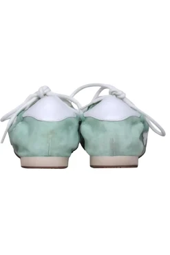 Tory Burch - Mint Suede & Leather “Tory” Sneakers w/ White Leather Trim & Logo Sz 8.5