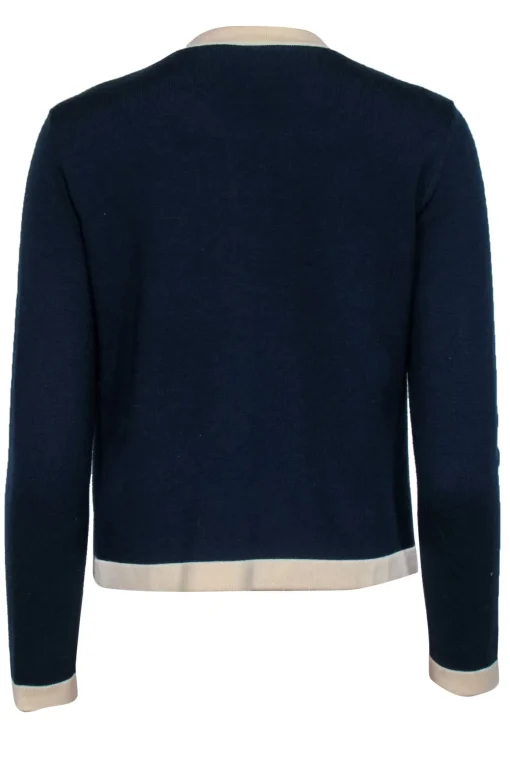 Tory Burch - Nautical Navy Wool Cardigan w/ Pearl Button Accents Sz S