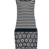 Tory Burch - Navy & Cream Knit Drop Waist Midi Dress Sz XL