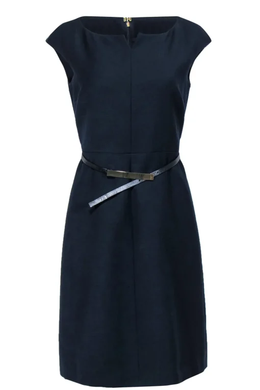 Tory Burch - Navy Belted Boatneck Sheath Dress Sz 6