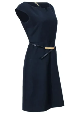Tory Burch - Navy Belted Boatneck Sheath Dress Sz 6