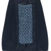 Tory Burch - Navy Silk Pleated Beaded Front Skirt Sz 6
