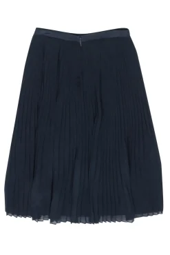 Tory Burch - Navy Silk Pleated Beaded Front Skirt Sz 6