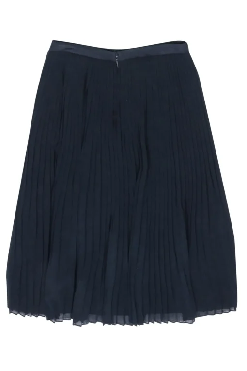 Tory Burch - Navy Silk Pleated Beaded Front Skirt Sz 6