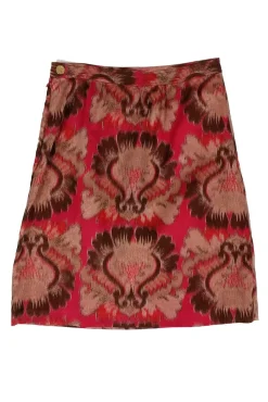 Tory Burch - Pink & Brown Brocade Print Skirt Sz 4