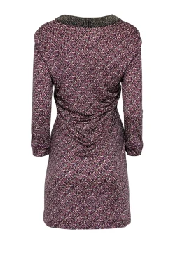 Tory Burch - Pink, Purple, & White Floral Print Dress w/  Beaded Trim Sz M