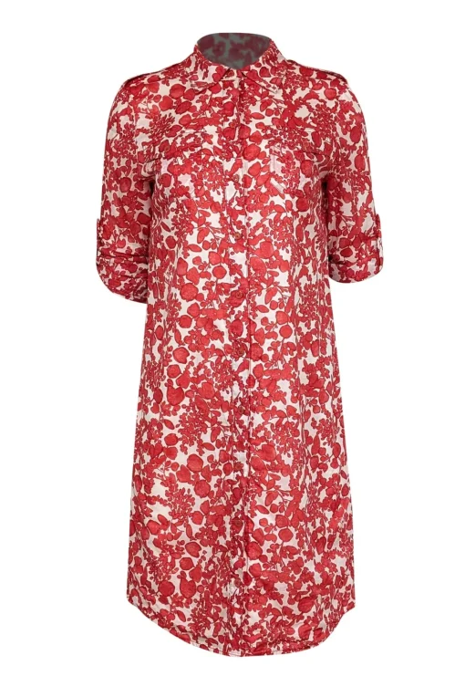 Tory Burch - Red & Cream Button Front Tunic Dress Sz 6