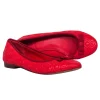 Tory Burch - Red Quilted Leather Ballet Flats w/ Logo Embellished Bow Sz 7.5