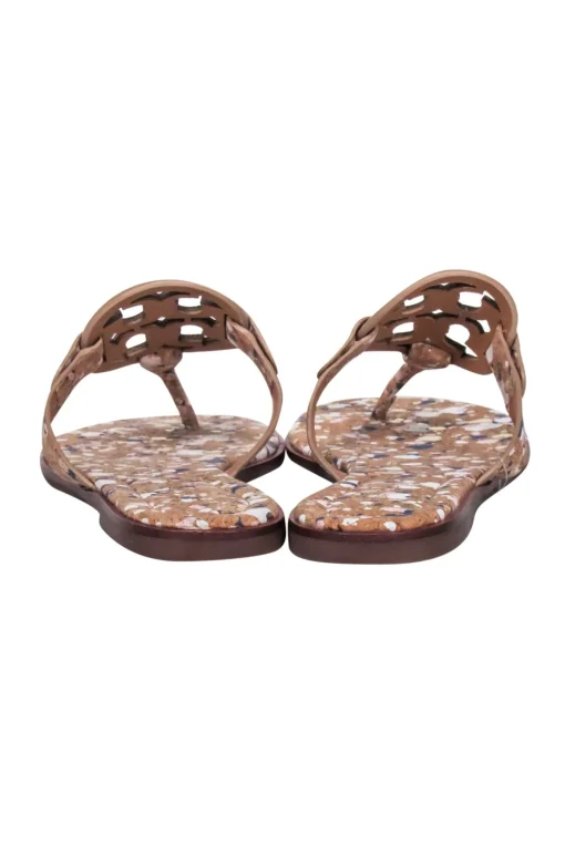 Tory Burch - Tan Cork w/ Navy & Pink Paint Splatter Thong Sandals Sz 7