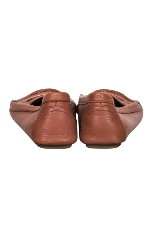 Tory Burch - Tan Tumbled Leather Loafers w/ Toe Logo Sz 6