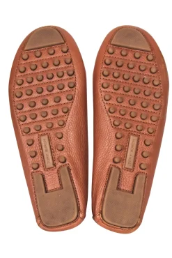 Tory Burch - Tan Tumbled Leather Loafers w/ Toe Logo Sz 6