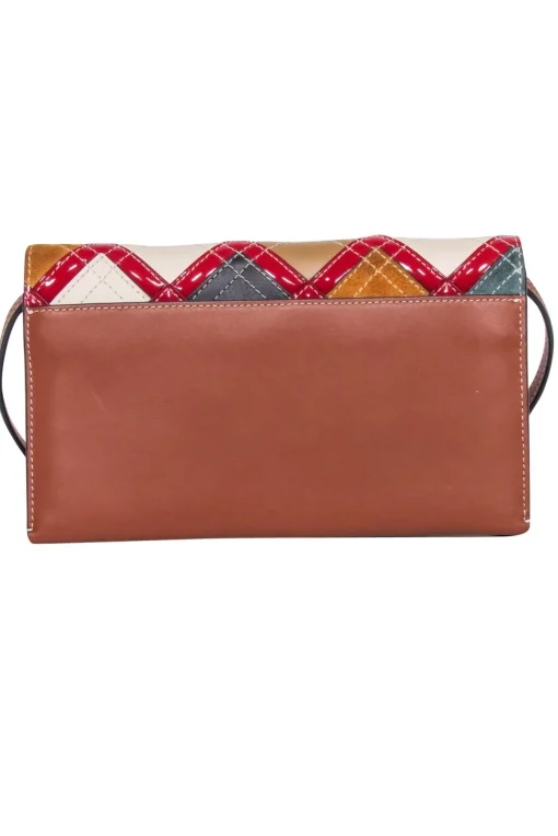 Tory Burch - Tan w/ Multicolor Patchwork "McGraw" Leather Wallet Crossbody
