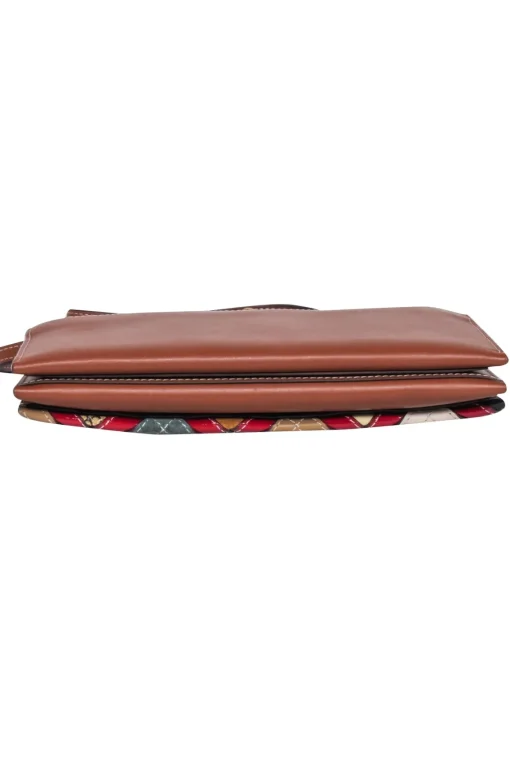Tory Burch - Tan w/ Multicolor Patchwork "McGraw" Leather Wallet Crossbody