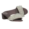 Tory Burch - Taupe Satin & Pearl Beaded Mule Sandals Sz 8.5