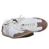 Tory Burch - White & Brown Leather & Suede “Tory” Sneakers w/ Leather Trim & Logo Sz 8