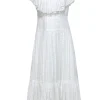Tory Burch - White Ruffled Neckline Cotton Maxi Sundress Sz 6