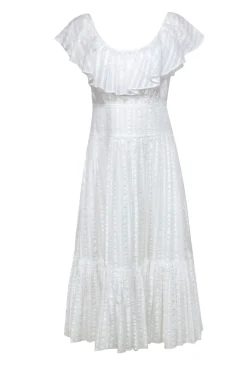 Tory Burch - White Ruffled Neckline Cotton Maxi Sundress Sz 6