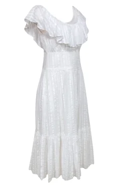 Tory Burch - White Ruffled Neckline Cotton Maxi Sundress Sz 6