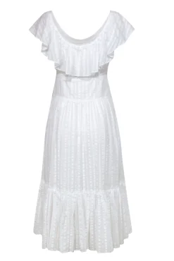 Tory Burch - White Ruffled Neckline Cotton Maxi Sundress Sz 6