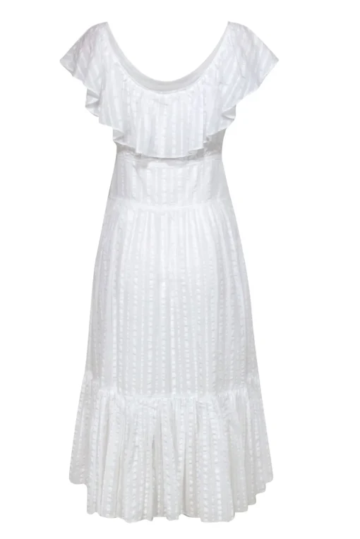Tory Burch - White Ruffled Neckline Cotton Maxi Sundress Sz 6