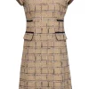 Tory Burch - Woven Cream & Plaid Cotton & Linen Sheath Dress Sz 6
