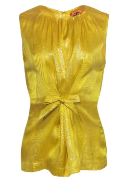 Tory Burch - Yellow & Gold Front Tie Tank Blouse Sz 12