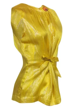 Tory Burch - Yellow & Gold Front Tie Tank Blouse Sz 12