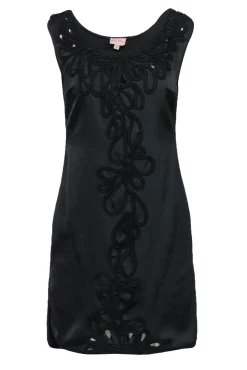 Tracy Reese - Black Embroidered Sleeveless Shift Dress Sz 0