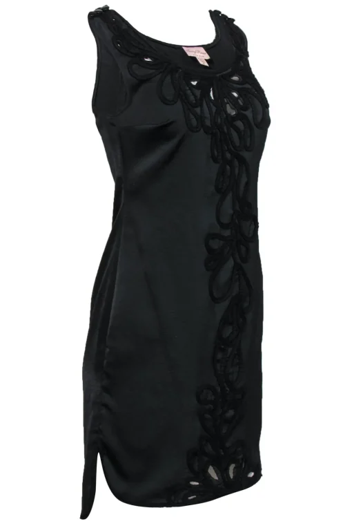 Tracy Reese - Black Embroidered Sleeveless Shift Dress Sz 0