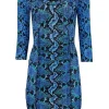 Tracy Reese - Blue & Teal Snake Print Dress Sz S