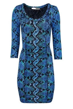 Tracy Reese - Blue & Teal Snake Print Dress Sz S