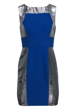 Tracy Reese - Cobalt Blue & Silver Sleeveless Mini Party Dress Sz 4