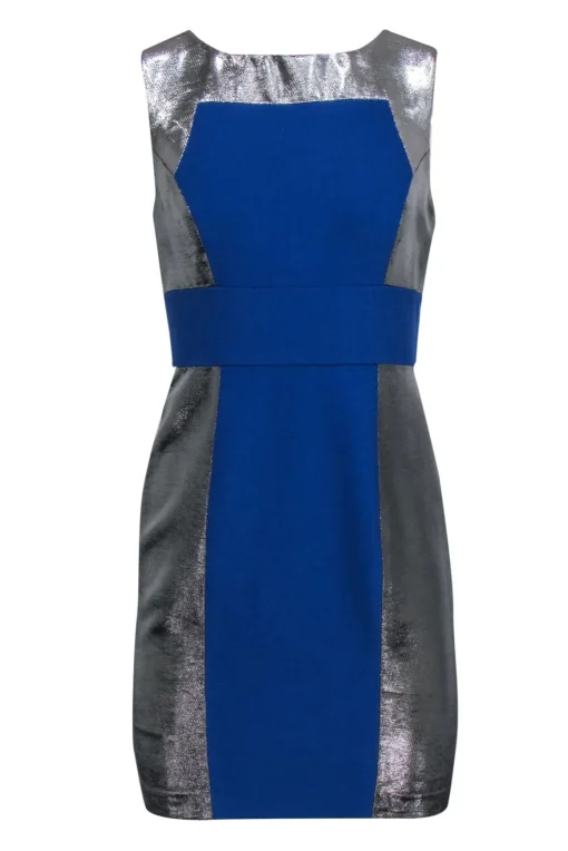 Tracy Reese - Cobalt Blue & Silver Sleeveless Mini Party Dress Sz 4