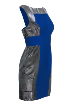 Tracy Reese - Cobalt Blue & Silver Sleeveless Mini Party Dress Sz 4