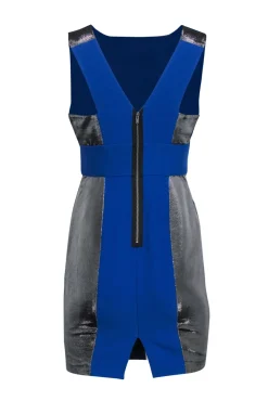 Tracy Reese - Cobalt Blue & Silver Sleeveless Mini Party Dress Sz 4