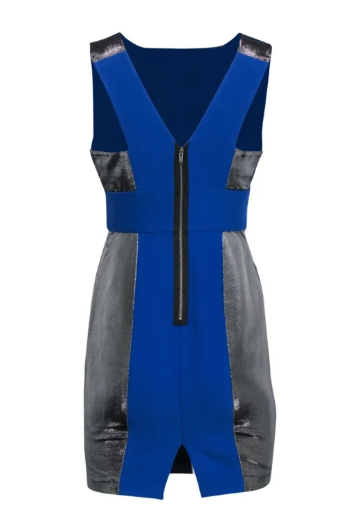 Tracy Reese - Cobalt Blue & Silver Sleeveless Mini Party Dress Sz 4