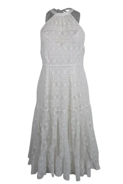 Tracy Reese - Ivory Crochet Lace Sleeveless High Neckline Dress Sz M