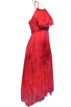 Tracy Reese - Red & Pink Ombre Silky Maxi Dress Sz 4