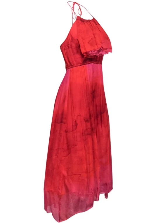 Tracy Reese - Red & Pink Ombre Silky Maxi Dress Sz 4