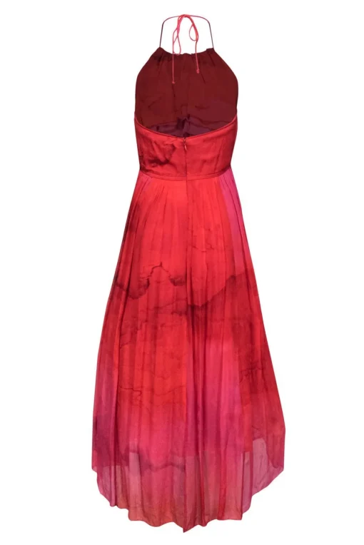 Tracy Reese - Red & Pink Ombre Silky Maxi Dress Sz 4