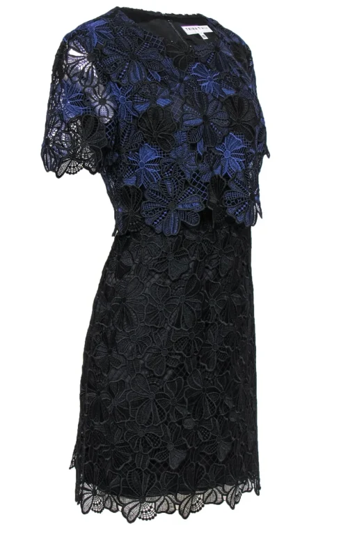 Trina Turk - Black & Blue Lace "Caterina" Layered Cocktail Dress Sz 10