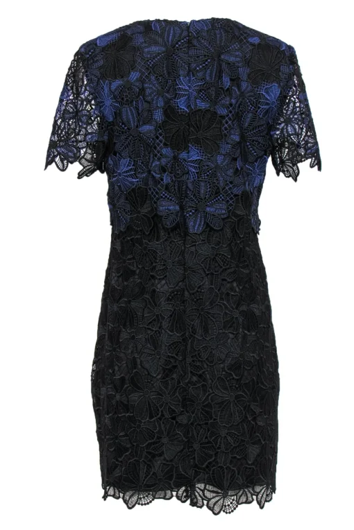 Trina Turk - Black & Blue Lace "Caterina" Layered Cocktail Dress Sz 10
